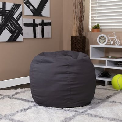 Small Solid Gray Bean Bag Chair for Kids and Teens