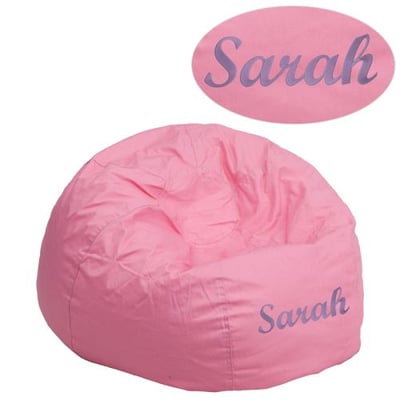 Personalized Small Solid Light Pink Bean Bag Chair for Kids and Teens