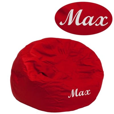 Personalized Small Solid Red Bean Bag Chair for Kids and Teens