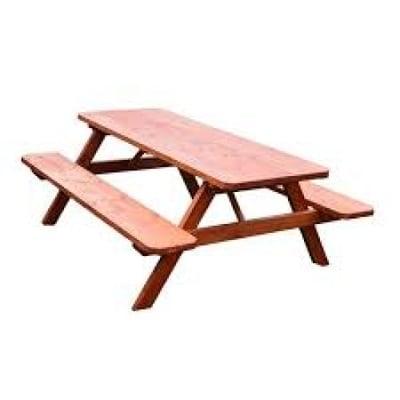 A&L Furniture Cedar 6' Table w/Attached Benches - Specify for FREE 2