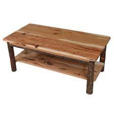 A&L Furniture Hickory Solid Wood Coffee Table with Shelf