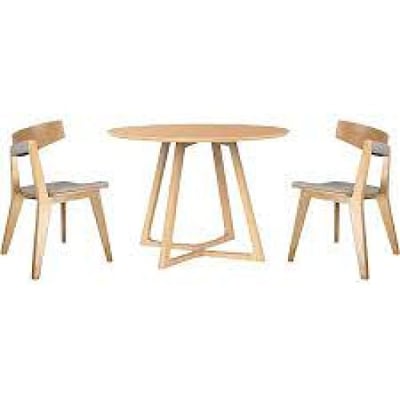 Malmo Ashtree Round Dining Table and Armless Chairs, Light Brown