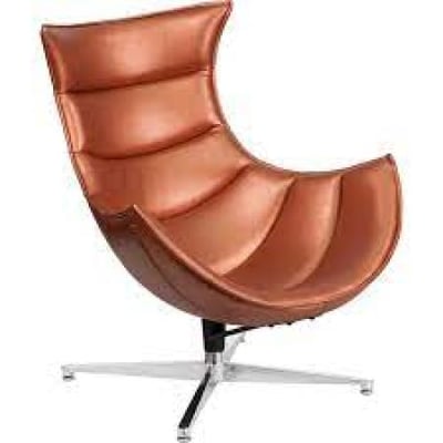 Copper Leather Swivel Cocoon Chair