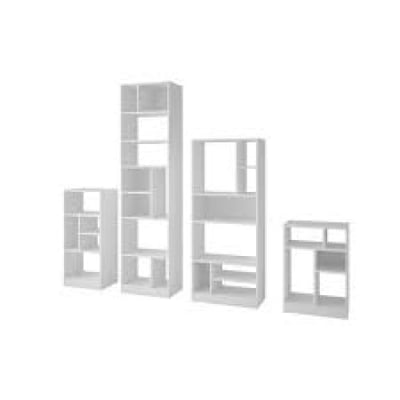 Manhattan Comfort 4 Piece Valenca Bookcase Set in White