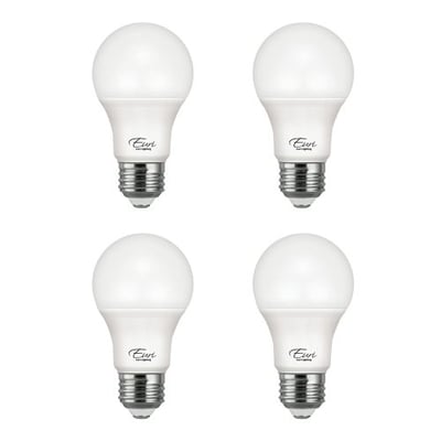 Euri Lighting EA19-6040e-4 LED A19 Bulb, 4000K, Dimmable, 9W (60W Equivalent) 800 lm, Medium Base (E26), UL & Energy Star Listed