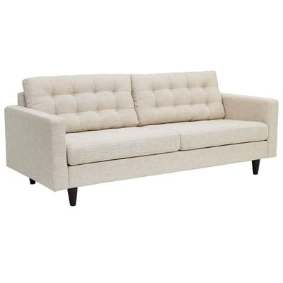 Modway Empress Mid-Century Modern Upholstered Fabric Sofa in Beige