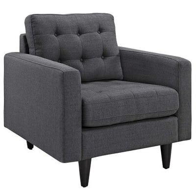 Modway Empress Mid-Century Modern Upholstered Fabric Armchair In Gray