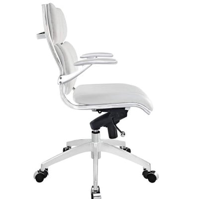 Modway Escape Ribbed Faux Leather Ergonomic Swivel Office Chair in White