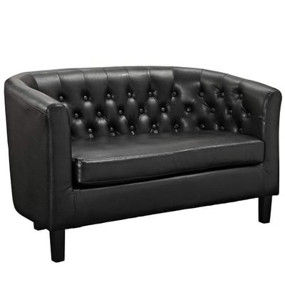 Modway Prospect Upholstered Contemporary Modern Loveseat In Black Faux Leather