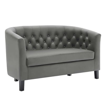 Modway Prospect Upholstered Contemporary Modern Loveseat In Gray Faux Leather