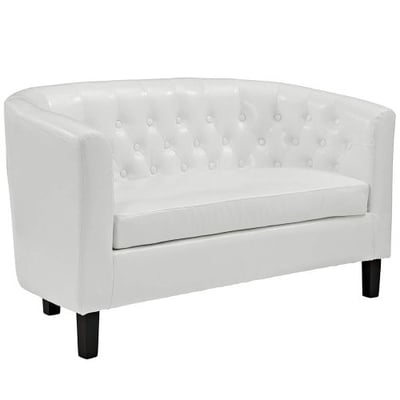 Modway Prospect Upholstered Contemporary Modern Loveseat In White Faux Leather