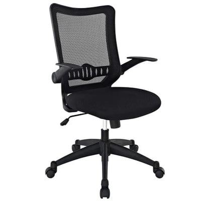 Modway Explorer Mid-Back Mesh Office Chair With Flip-Up Arms In Black - Perfect For Desk And Computer Work
