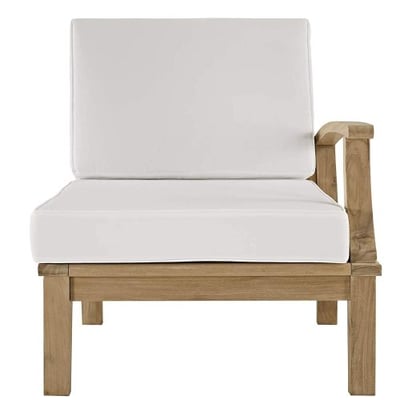 Modway Marina Teak Wood Outdoor Patio Sectional Sofa Right-Facing Chair in Natural White