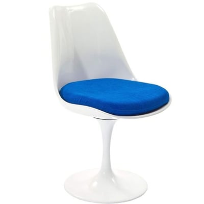 Modway Lippa Modern Dining Side Chair With Fabric Cushion in Blue