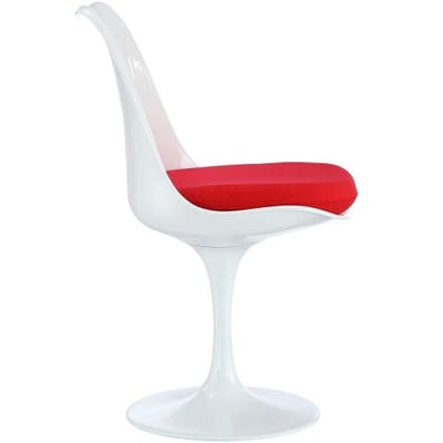 Modway Lippa Modern Dining Side Chair With Fabric Cushion in Red