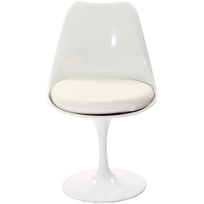 Modway Lippa Modern Dining Side Chair With Fabric Cushion in White