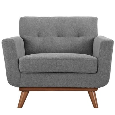 Modway EEI-1178-GRY Engage Mid-Century Modern Upholstered Fabric Accent Arm Lounge Chair Expectation Gray