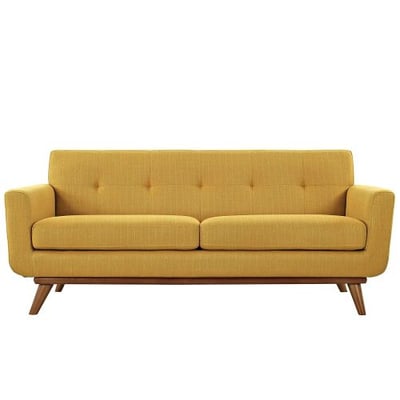 Modway Engage Mid-Century Modern Upholstered Fabric Loveseat In Citrus