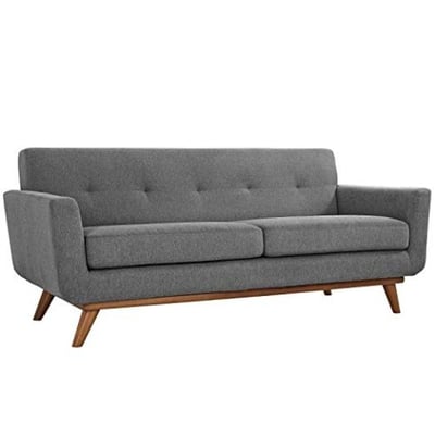 Modway Engage Mid-Century Modern Upholstered Fabric Loveseat In Expectation Gray