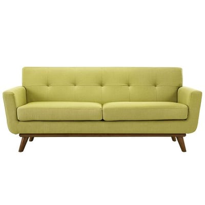 Modway Engage Mid-Century Modern Upholstered Fabric Loveseat In Wheatgrass