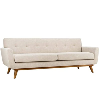 Modway Engage Mid-Century Modern Upholstered Fabric Sofa In Beige