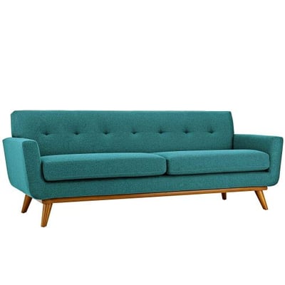 Modway Engage Mid-Century Modern Upholstered Fabric Sofa In Teal