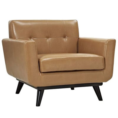 Modway EEI-1336-TAN Engage Mid-Century Modern Upholstered Leather Accent Arm Lounge Chair Tan