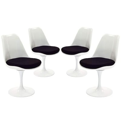 Modway Lippa Modern Dining Side Chairs With Fabric Cushion in Black - Set of 4