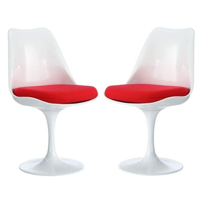 Modway Lippa Dining Side Chair Set of 2 in Red