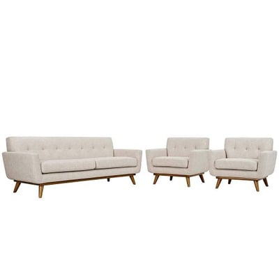 Modway EEI-1345-BEI Engage Armchairs Sofa Upholstered Fabric Set of 3, Beige