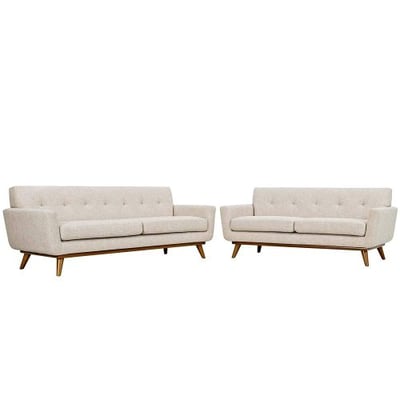 Modway EEI-1348-BEI Engage Loveseat Sofa Upholstered Fabric Set of 2, Beige