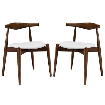 Modway Stalwart Dining Side Chairs, Dark Walnut/White, Set of 2
