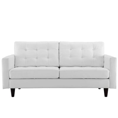 Modway Empress Mid-Century Modern Upholstered Leather Loveseat In White