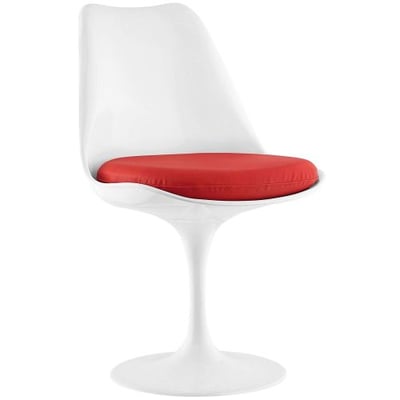 Modway Lippa Modern Dining Side Chair With Faux Leather Cushion in Red