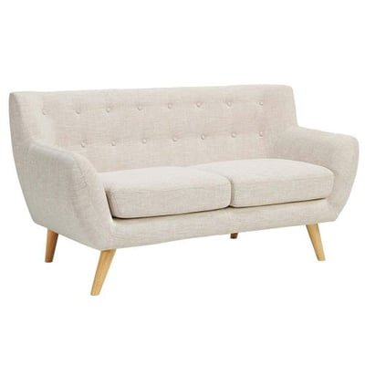 Modway Remark Mid-Century Modern Loveseat With Upholstered Fabric In Beige