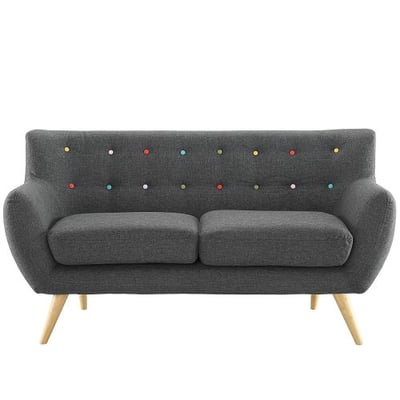 Modway Remark Mid-Century Modern Loveseat With Upholstered Fabric In Gray