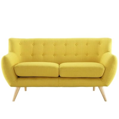 Modway Remark Mid-Century Modern Loveseat With Upholstered Fabric In Sunny