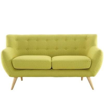Modway Remark Mid-Century Modern Loveseat With Upholstered Fabric In Wheatgrass