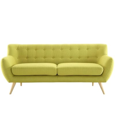 Modway Remark Mid-Century Modern Sofa With Upholstered Fabric In Wheatgrass