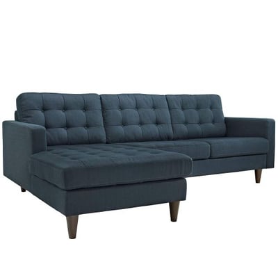 Modway Empress Mid-Century Modern Upholstered Fabric Left-Facing Chaise Sectional Sofa in Azure
