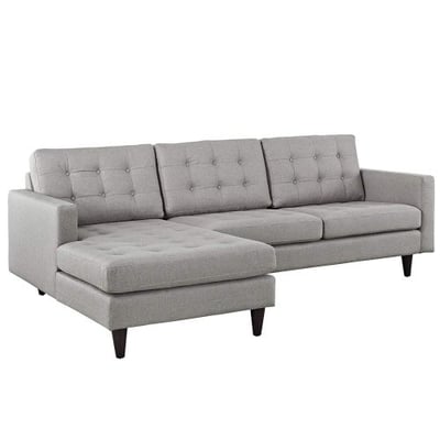 Modway EEI-1666-LGR Empress Left-Facing Upholstered Sectional Sofa, Light Gray