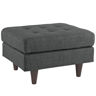 Modway Empress Mid-Century Modern Upholstered Fabric Ottoman In Gray