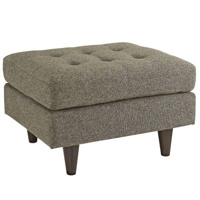 Modway Empress Mid-Century Modern Upholstered Fabric Ottoman in Oatmeal