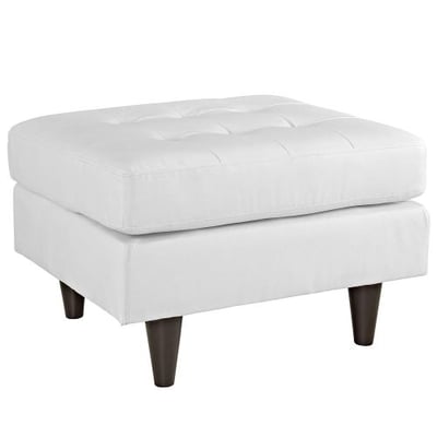 Modway Empress Mid-Century Modern Upholstered Leather Ottoman in White