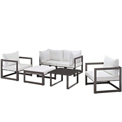 Modway EEI-1723-BRN-WHI-SET Sectional Sofa Set, Brown White