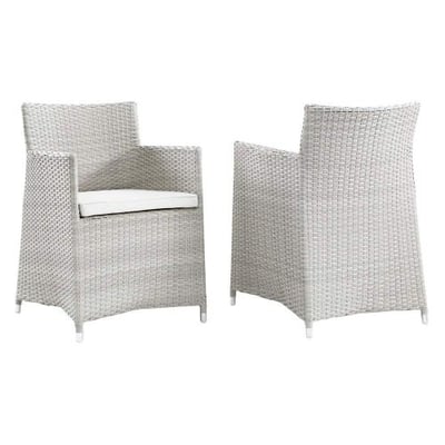 Modway EEI-1738-GRY-WHI-SET Junction Outdoor Patio Wicker (Set of 2), 2 Armchairs, Gray White