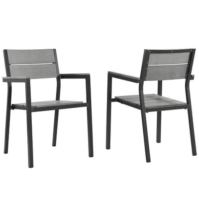 Modway EEI-1739-BRN-GRY-SET Maine Dining Armchair Outdoor Patio (Set of 2), Brown/Gray