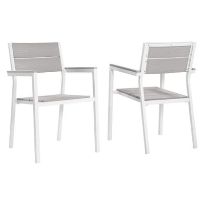 Modway EEI-1739-WHI-LGR-SET Dining Armchair, White Light Gray