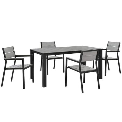 Modway EEI-1747-BRN-GRY-SET Maine 5 Piece Outdoor Patio Dining Set, Brown Gray