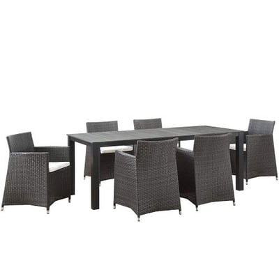 Modway Junction 7 Piece Outdoor Patio Dining Set, Brown/White